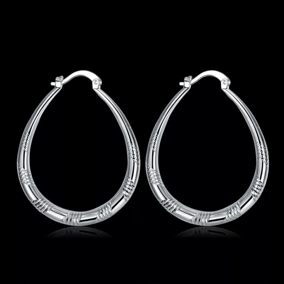 Silver Teardrop Hoops - Picture 4 of 7